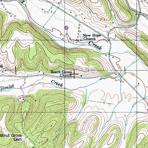 Topographic Map of Beech Grove Church, TN