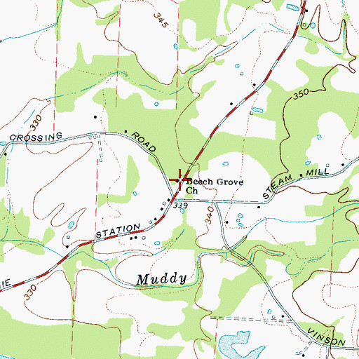 Topographic Map of Beech Grove Church, TN