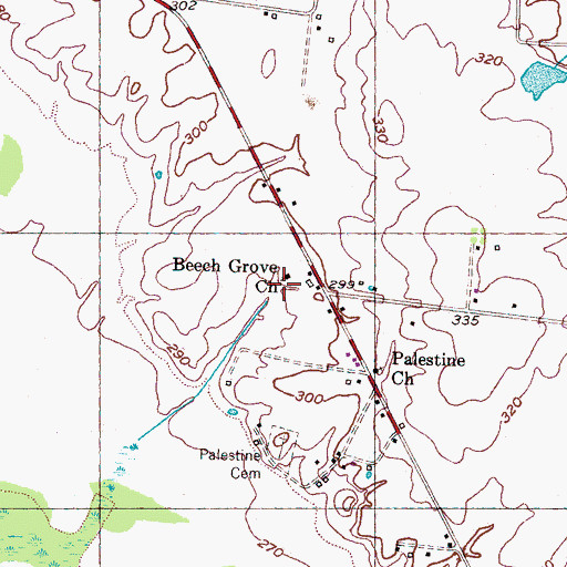 Topographic Map of Beech Grove Church, TN