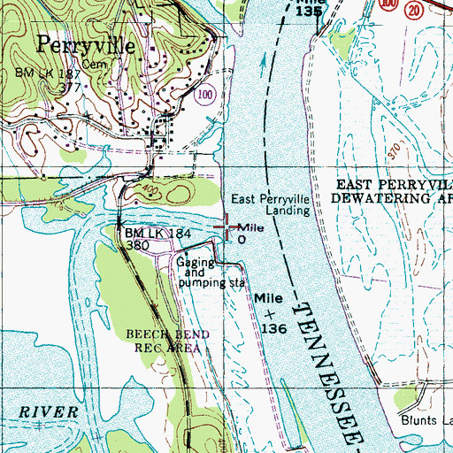 Topographic Map of Beech River, TN