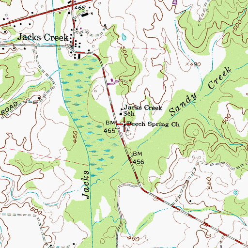 Topographic Map of Beech Spring Church, TN