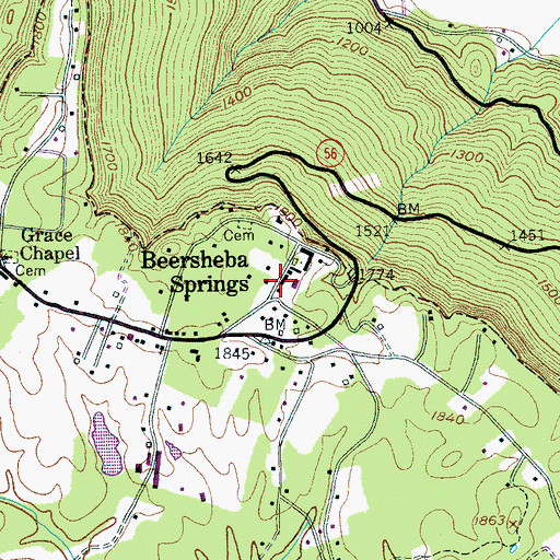 Topographic Map of Beersheba Springs, TN