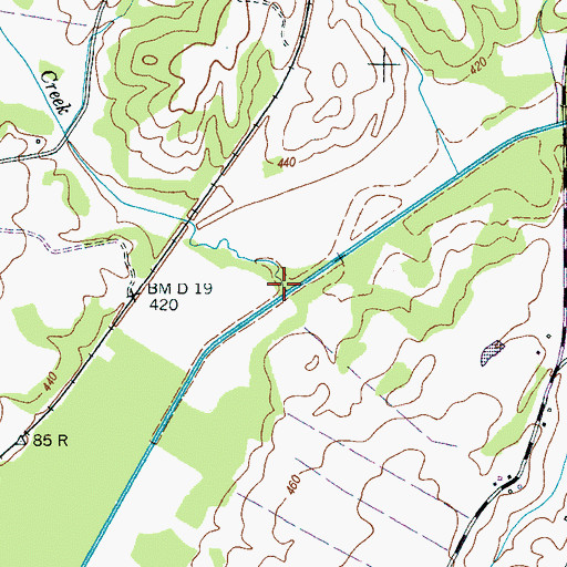 Topographic Map of Bell Creek, TN