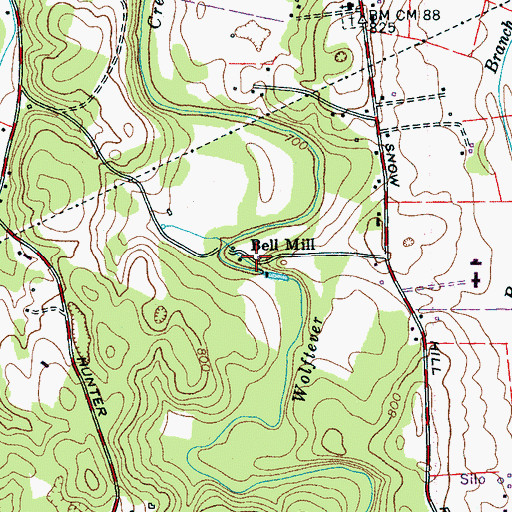 Topographic Map of Bell Mill, TN