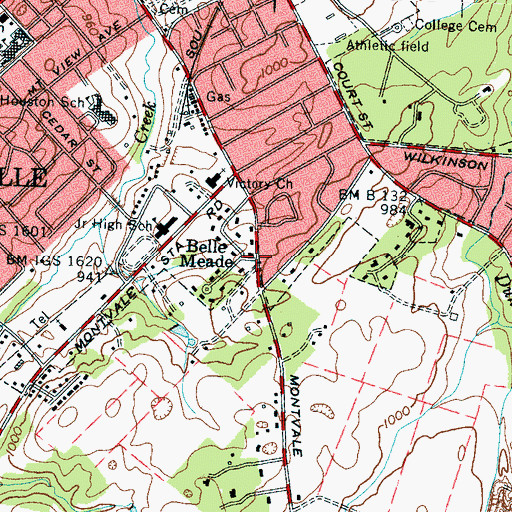 Topographic Map of Belle Meade, TN