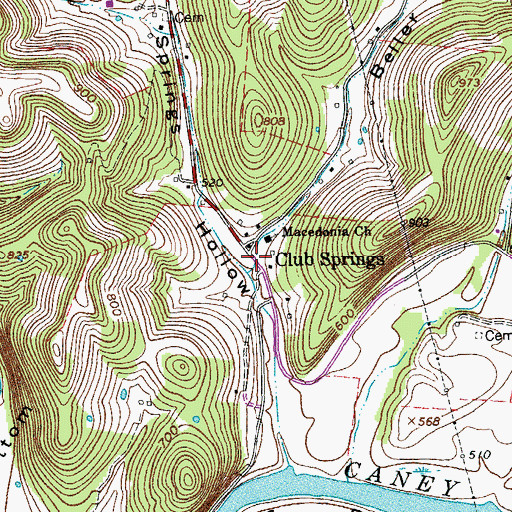 Topographic Map of Beller Hollow, TN