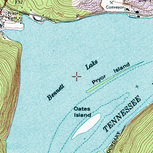 Topographic Map of Bennett Lake, TN