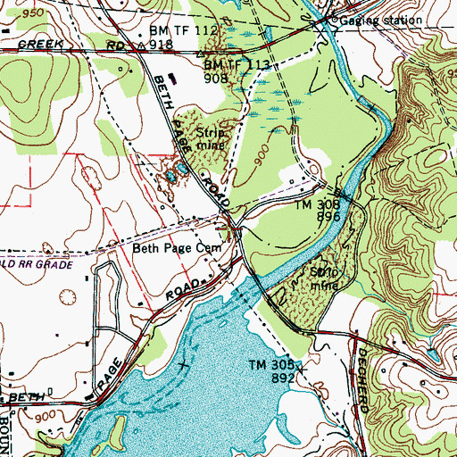 Topographic Map of Beth Page Cemetery, TN