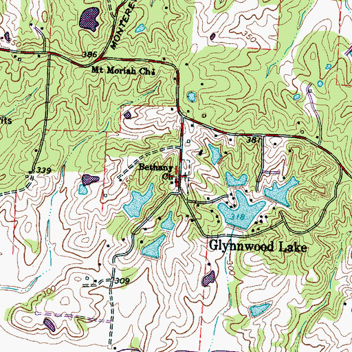 Topographic Map of Bethany Church, TN