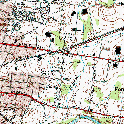 Topographic Map of Bethany Baptist Church, TN