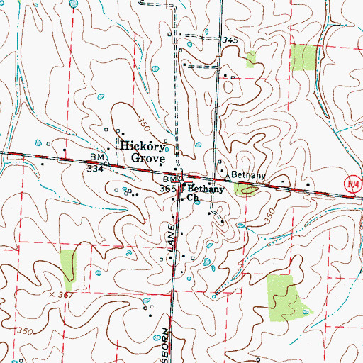 Topographic Map of Bethany Church, TN