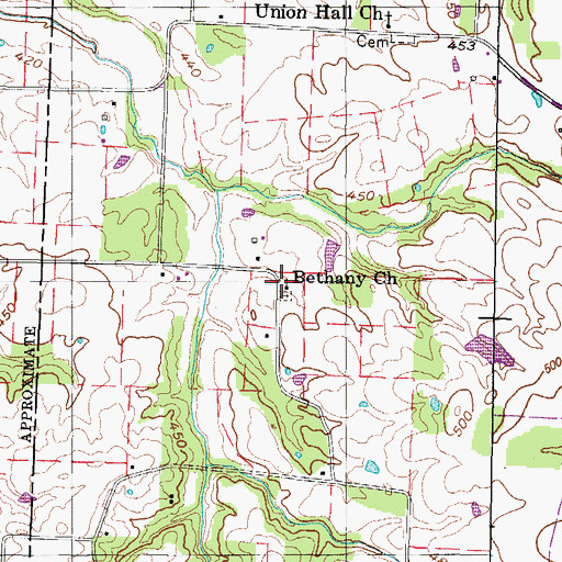 Topographic Map of Bethany Church, TN