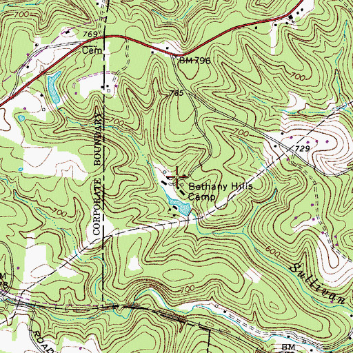 Topographic Map of Bethany Hills Camp, TN