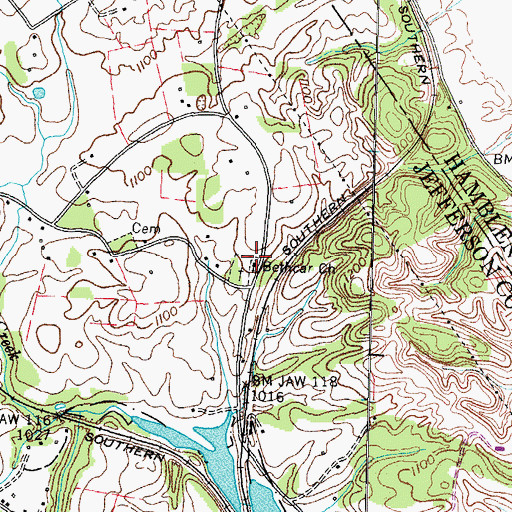 Topographic Map of Bethcar Church, TN