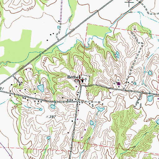 Topographic Map of Bethel Church, TN