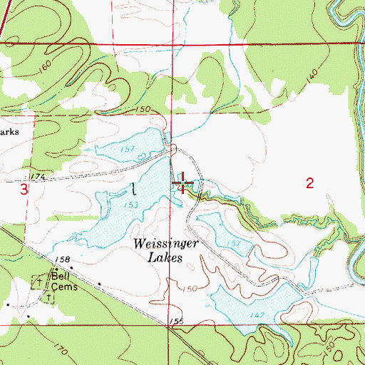 Topographic Map of W W Weissinger Number 2 Dam, AL