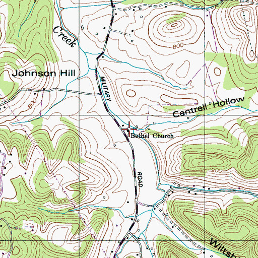 Topographic Map of Bethel Church, TN