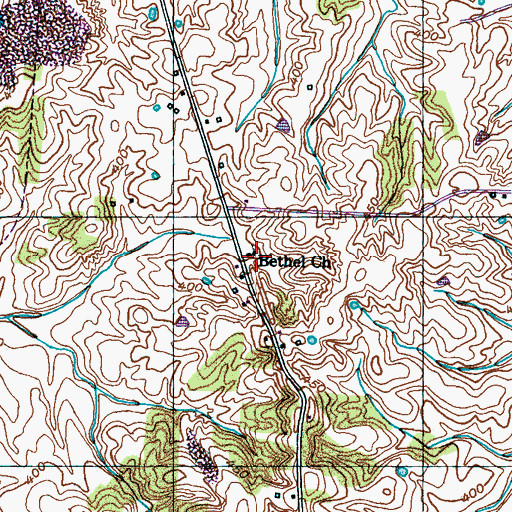 Topographic Map of Bethel Baptist Church, TN