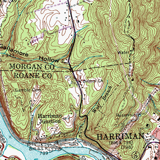 Topographic Map of Bethel Baptist Church, TN