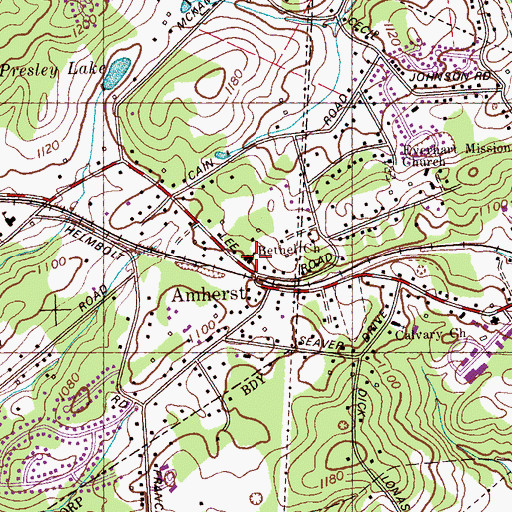 Topographic Map of Bethel United Methodist Church, TN