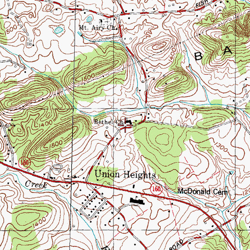 Topographic Map of Bethel Baptist Church, TN