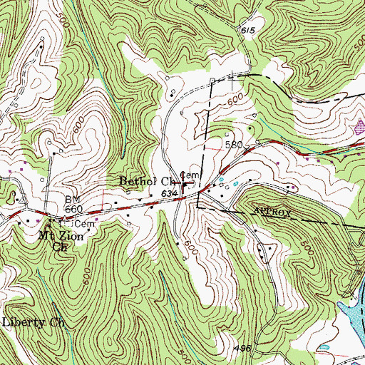 Topographic Map of Bethel Church, TN