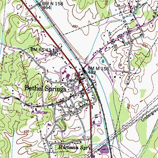 Topographic Map of Bethel Springs, TN