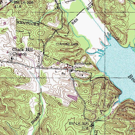 Topographic Map of Bethlehem Cemetery, TN