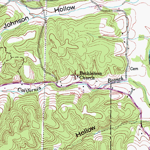 Topographic Map of Bethlehem Church, TN