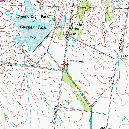 Topographic Map of Bethlehem Church, TN