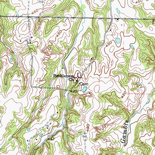 Topographic Map of Bethlehem Church, TN