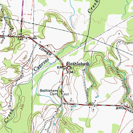 Topographic Map of Bethlehem Church, TN