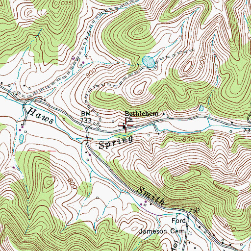 Topographic Map of Bethlehem Church, TN