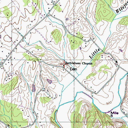Topographic Map of Bethlehem Methodist Church, TN