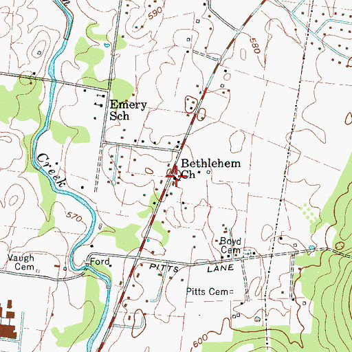 Topographic Map of Bethlehem Church, TN