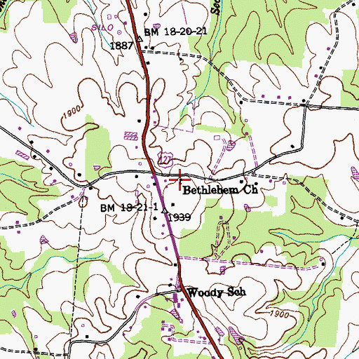 Topographic Map of Bethlehem Church, TN