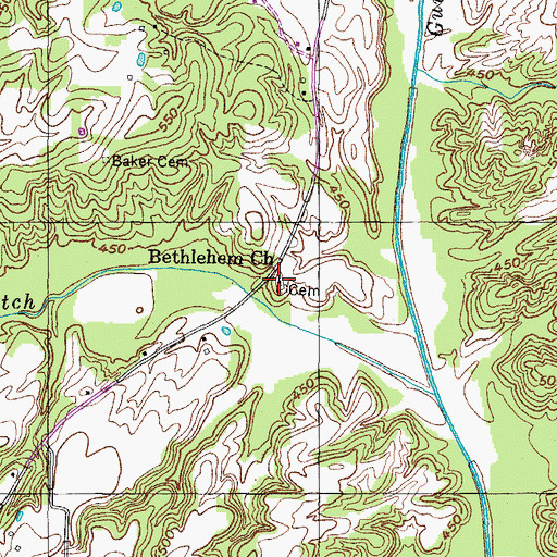 Topographic Map of Bethlehem Church, TN