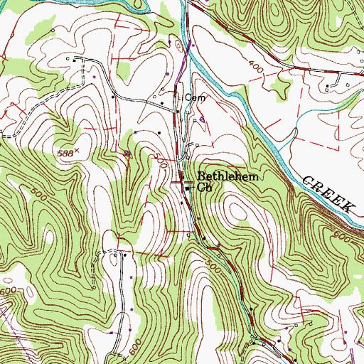 Topographic Map of Bethlehem Church, TN