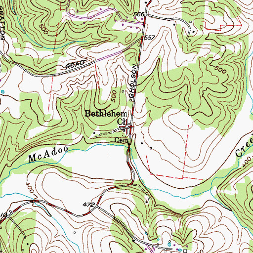 Topographic Map of Bethlehem Church, TN