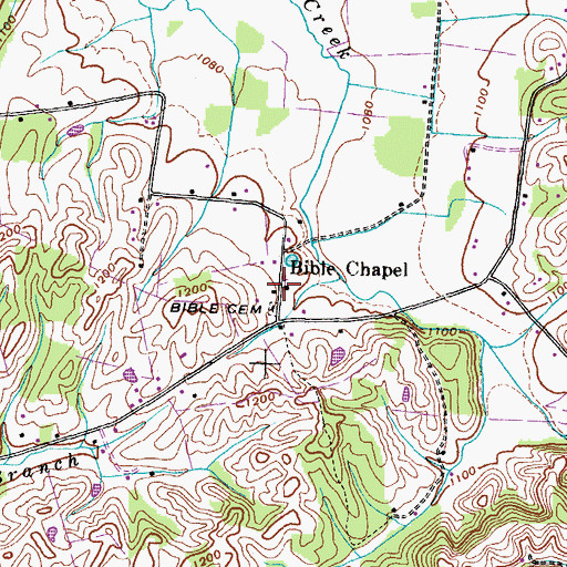 Topographic Map of Bible Chapel School, TN