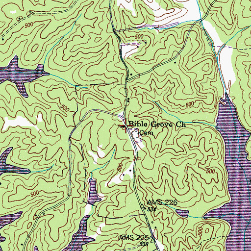 Topographic Map of Bible Grove Church, TN