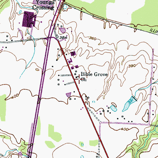 Topographic Map of Bible Grove Church, TN