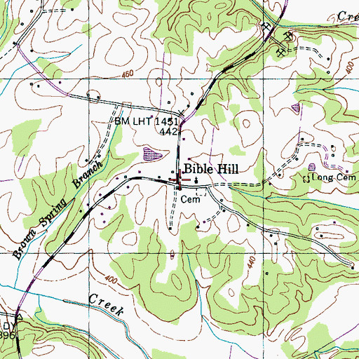 Topographic Map of Bible Hill, TN