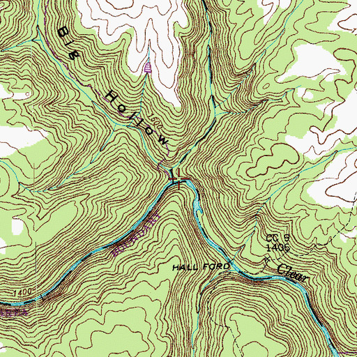 Topographic Map of Bice Creek, TN