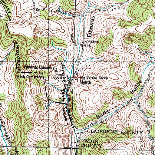Topographic Map of Big Barren Creek Church, TN