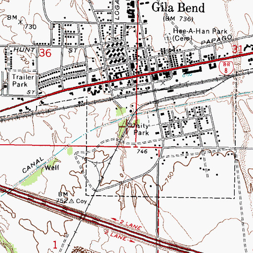 Topographic Map of Unity Park, AZ