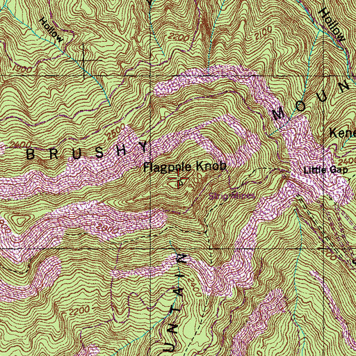 Topographic Map of Big Brushy Mountain, TN