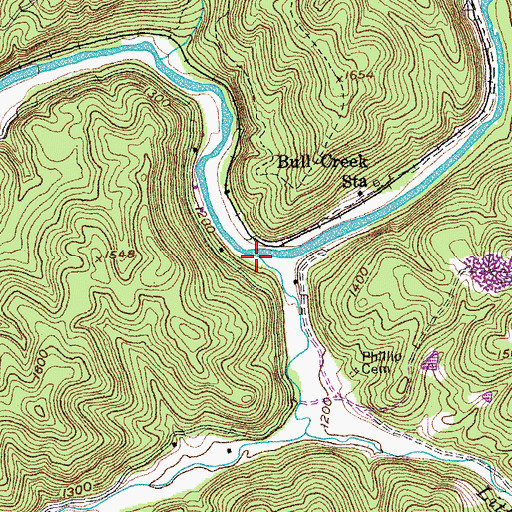 Topographic Map of Big Bull Creek, TN