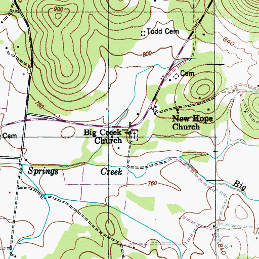 Topographic Map of Big Creek Church, TN