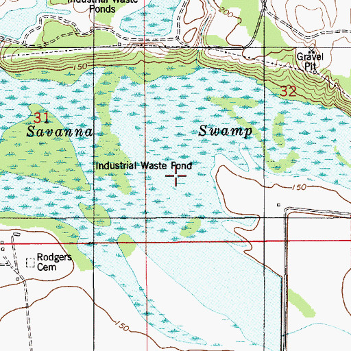 Topographic Map of Prattville Industrial Board Waste Pond, AL